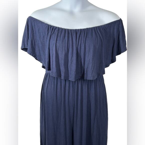 VERABENDI Off Shoulder Ruffle Split Hem Maxi Dress - Medium - Picture 4 of 14